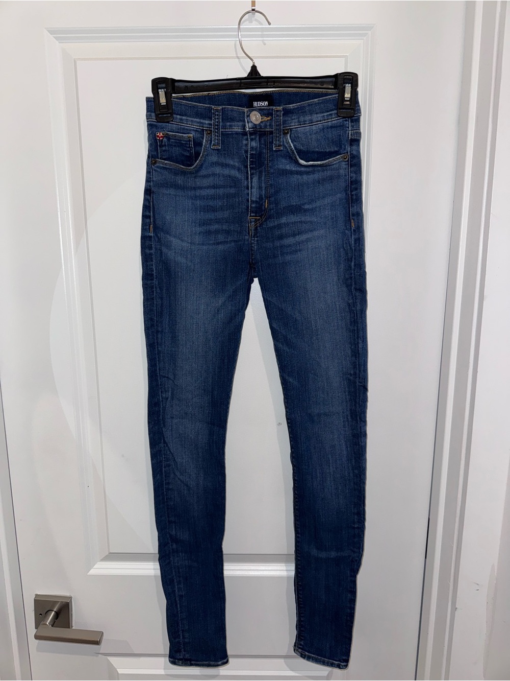 Hudson Jeans Dark Blue Denim Waistband with Gold Stitching